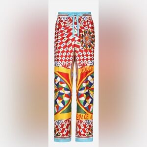 ✨ NWT Dolce & Gabbana Carretto Silk Jogger Pants Authentic Sold Out | Size 36|
